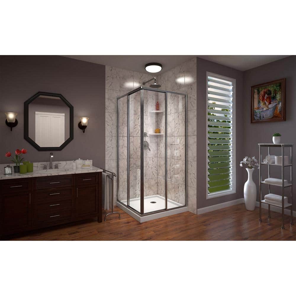 DreamLine Cornerview 42" x 42" Brushed Nickel Sliding Shower Enclosure
