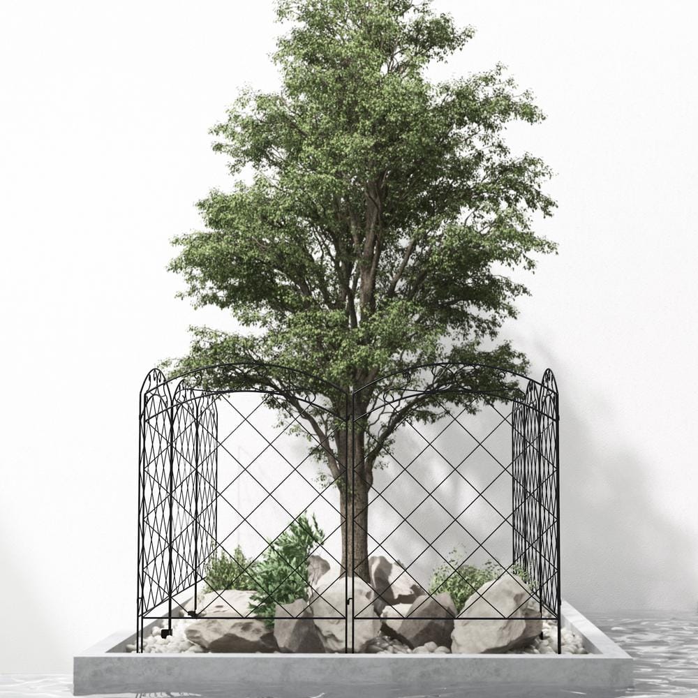 11.4' Black Steel Garden Fence Decorative Border