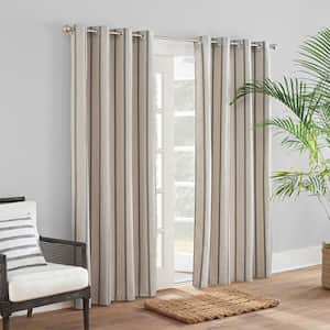 Cove Pebble Striped Grommetted Outdoor Light Filtering Curtain Panel, 52 in. W x 84 in. L