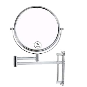 8.7 in. W x 13 in. H Small Round Magnifying Telescopic Wall Mounted Bathroom Makeup Mirror in Chrome