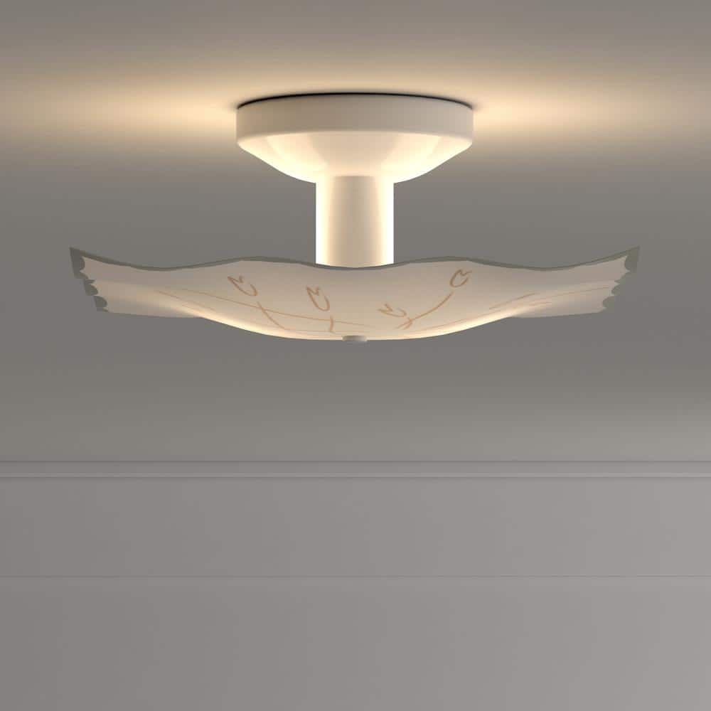 White Square Glass 12" Ceiling Light Fixture