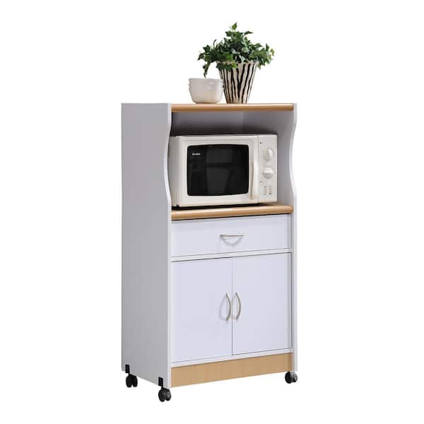 Hodedah White Microwave Cart With, Microwave Cabinet Home Depot