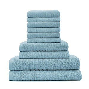 Rocklane 10-Piece Dark Grey Dobby Solid Cotton Bath Towel Set 5865T7K248 -  The Home Depot