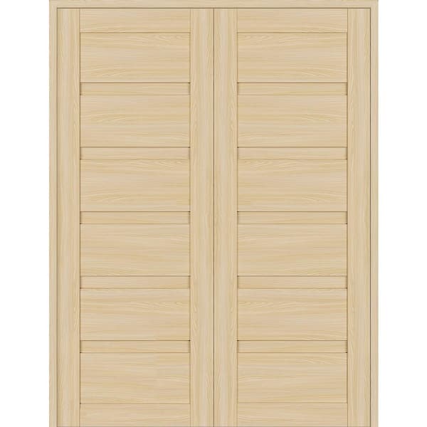 Louver 72 in. x 79.375 in. Both Active Loire Ash Wood Composite Double Prehung Interior Door