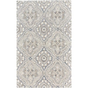 Taupe Blue and Gray 2 ft. x 3 ft. Floral Area Rug
