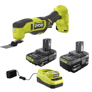 ONE+ 18V Lithium-Ion 4.0 Ah Battery, 2.0 Ah Battery, and Charger Kit with ONE+ Cordless Multi-Tool