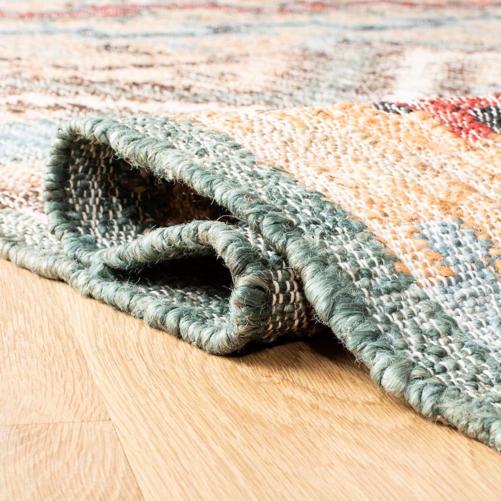 Handmade Blue and Natural Wool Tribal 6' x 9' Area Rug