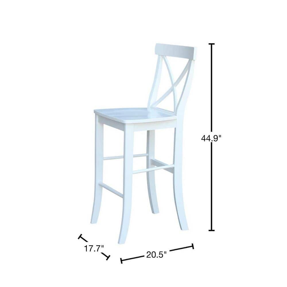White Solid Wood X-Back 30" Bar Stool
