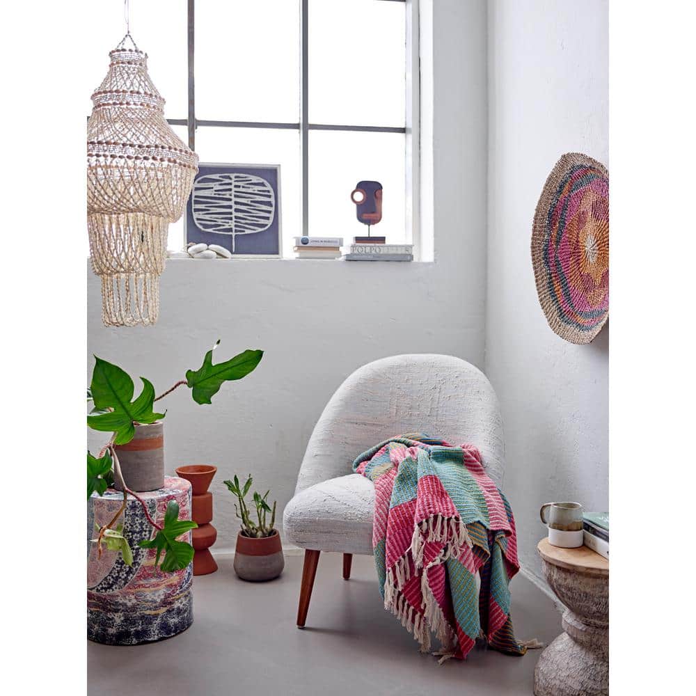 Multicolor Striped Recycled Cotton Blend Throw with Fringe