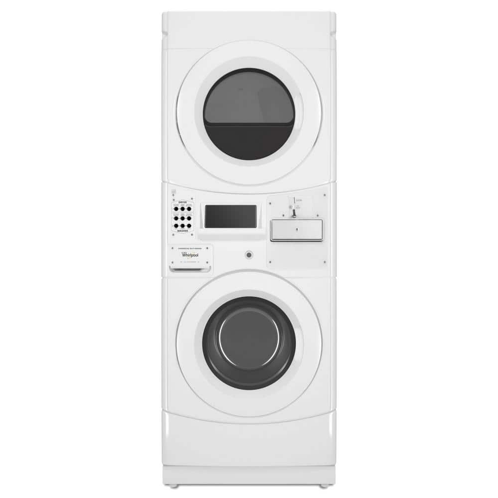 Whirlpool White Commercial Laundry Center with 3.1 cu. ft. Washer and 6.7 cu. ft. 240-Volt Electric Vented Dryer Coin Operated