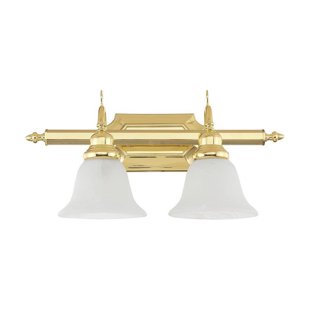 Polished Brass Traditional Bathroom Vanity Light with Bell Shades
