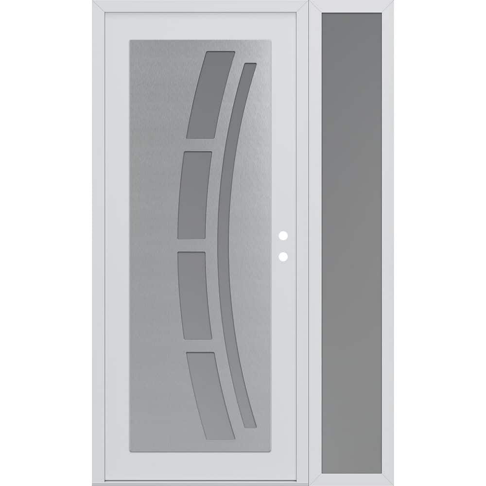 C12 50 in. x 80 in. Silver P Left-Hand/Inswing Frosted Glass White/White Sidelite Steel Prehung Front Door price history on PriceWatchPro