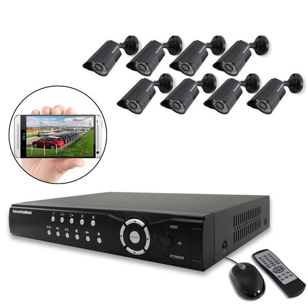 SecurityMan 8-Channel H.264 Network DVR System with 8 Indoor/Outdoor Color Camera/Night Vision and Cable