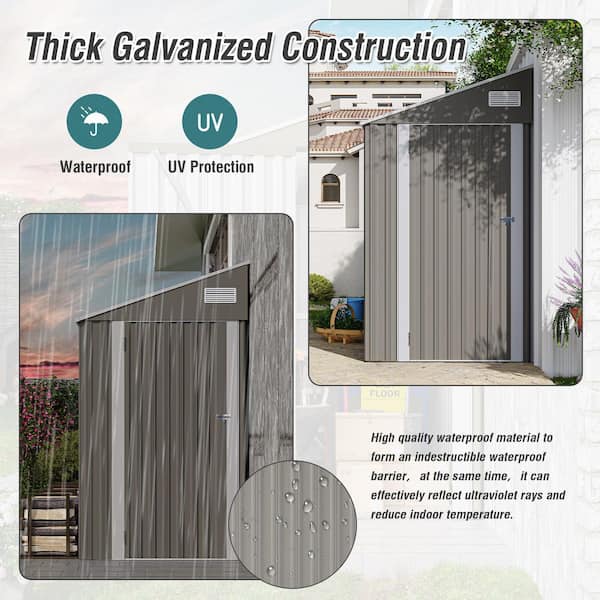 WTVWTV 8 ft. W x 3.8 ft. D Grey and White Metal Garden Storage WTVWTV 8 ft. W x 3.8 ft. D Grey and White Metal Garden Storage