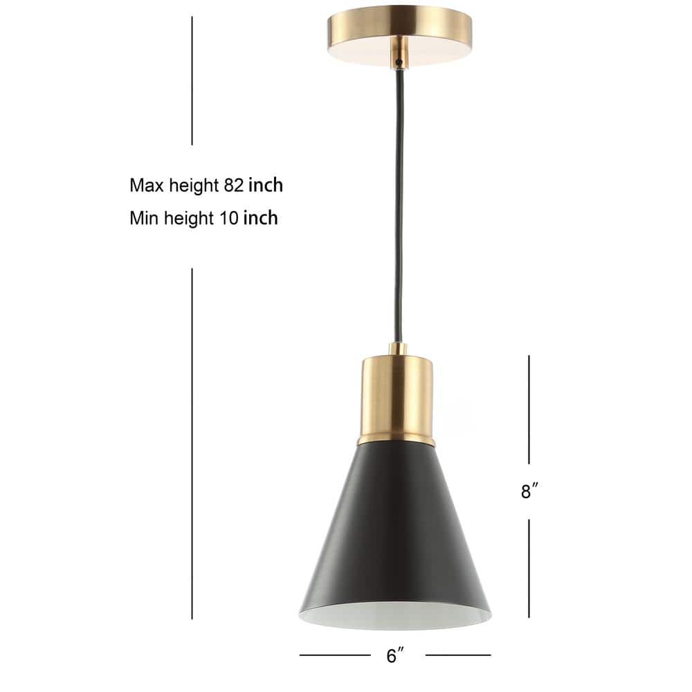 Apollo 6" Black and Brass Gold LED Pendant Light