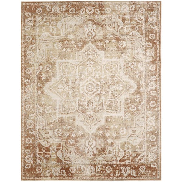 Nourison Astra Machine Washable Rust 8 ft. x 10 ft. Distressed Traditional Area Rug