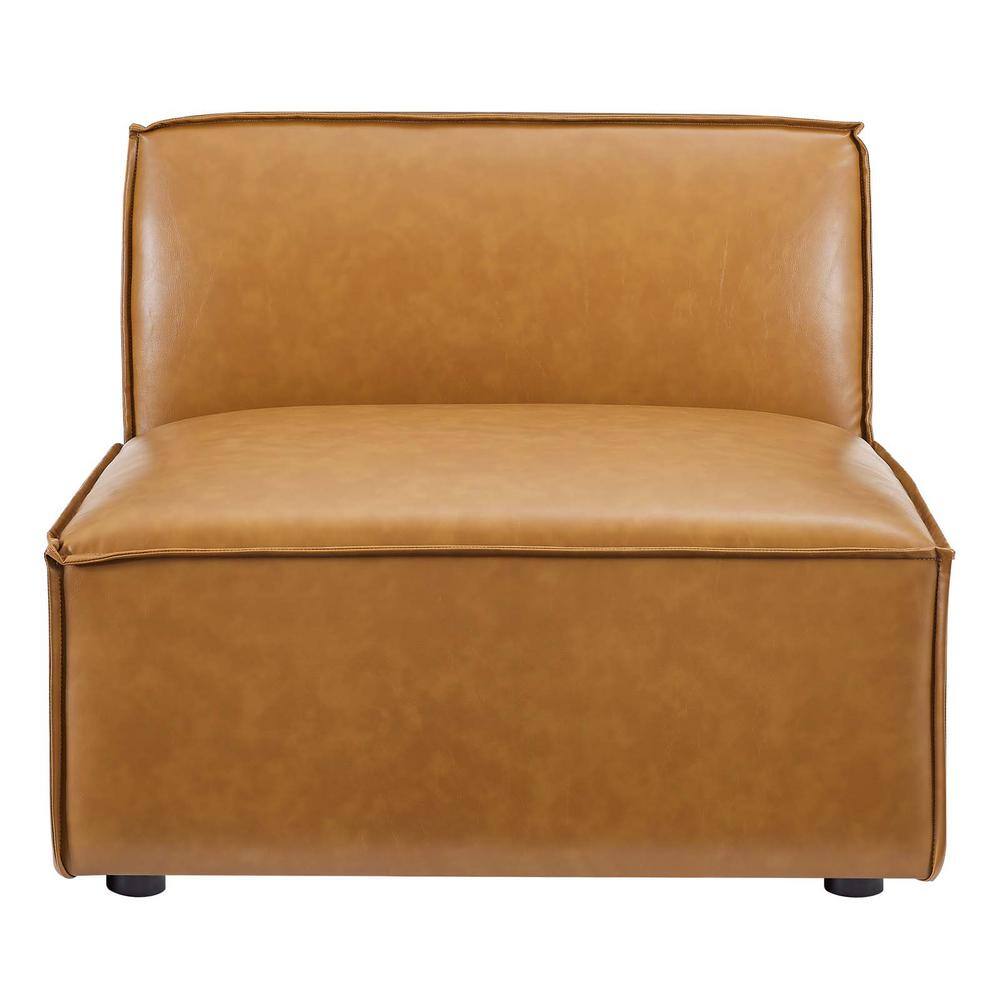 MODWAY Restore Tan Vegan Leather Sectional Sofa Armless Chair