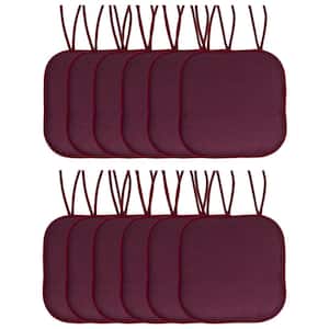 Cameron Square Memory Foam 16 in.x16 in. Non-Slip Back, Chair Cushion with Ties (12-Pack), Wine