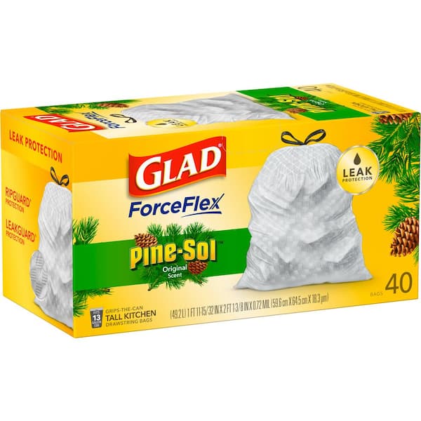 Glad 13 Gal. 40ct Force Flex DS Pine-Sol OS Trash Bag 1258722372