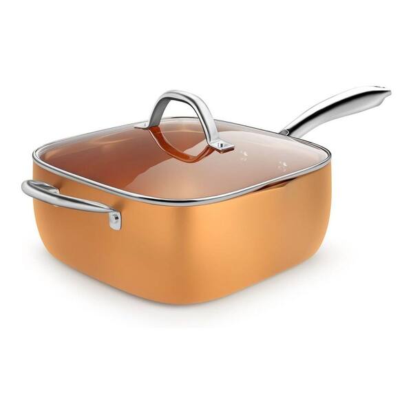 UUDULY Aluminum 4-Piece Copper Finish Ceramic Nonstick Deep Square