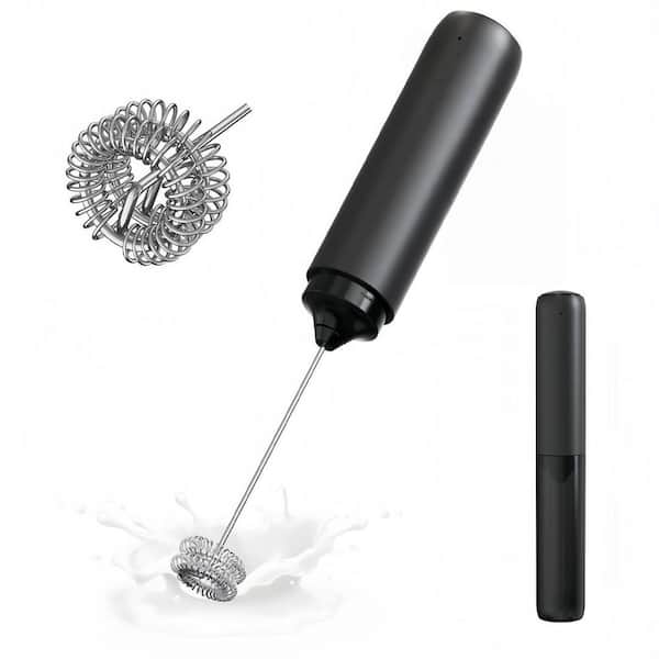 Rechargeable Milk Frother with Dual Coil Whisk Head for Matcha Lattes, Cappuccino, and Drink Mixer, Black (1-Pack)