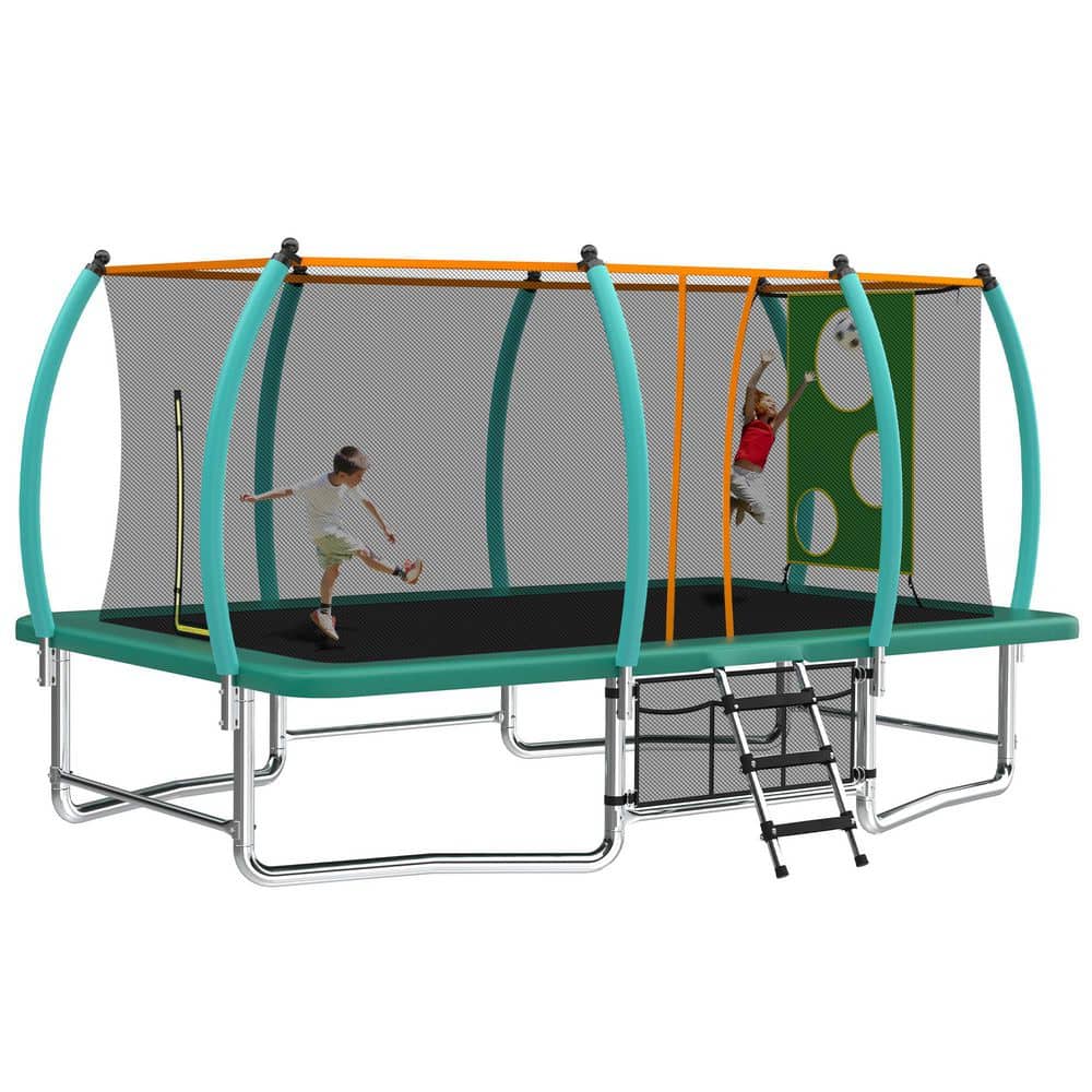 16 ft. Outdoor Green Long Rectangular Trampoline with Ladder