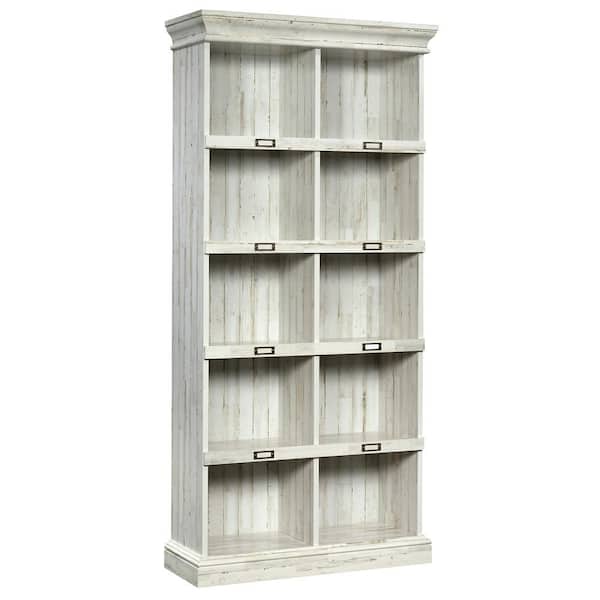 Sauder 75 In White Plank Faux Wood 10, 10 Ft Tall Bookcase Dimensions In Cms Inches