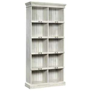 75 in. White Plank Faux Wood 10-shelf Standard Bookcase with Cubes