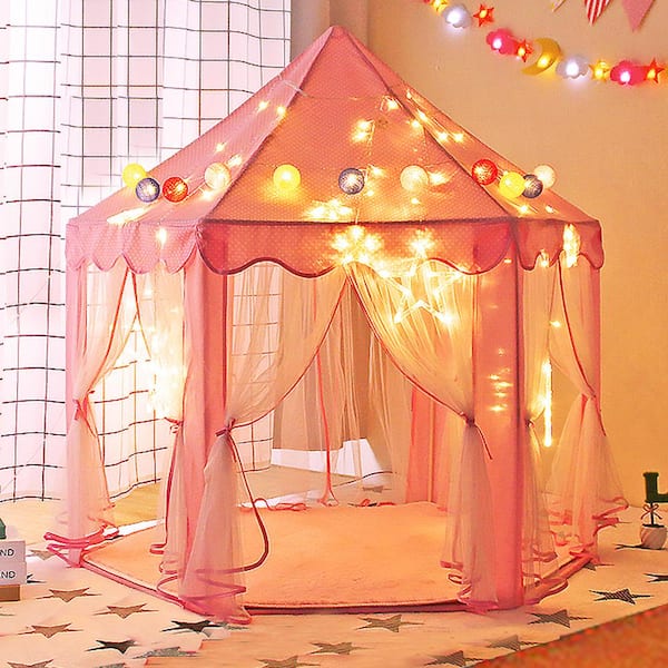 Princess Playhouse Castle Hexagon Play Tent Outdoor/Indoor Girls Child Kids Pink 