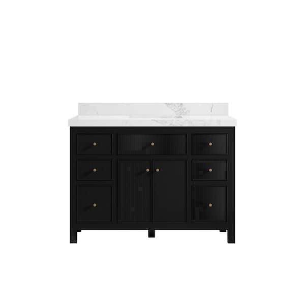 Willow Collections Sonoma 48 in. W x 22 in.D x 36 in. H Bath Vanity in Black with 2 in. Calacatta Nuvo Top