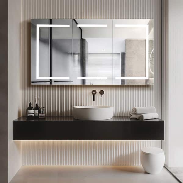 Santona 60 in. W x 32 in. H Rectangular Aluminum Frameless Medicine Cabinet with LED Mirror