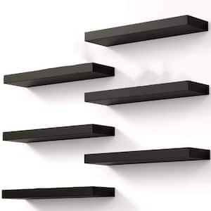 14.9 in. W x 4.5 in. D Black Floating Shelves, Decorative Wall Shelf for Living Room (6-Pack)