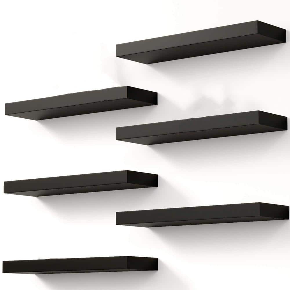 14.9 in. W x 4.5 in. D Black Floating Shelves, Decorative Wall Shelf for Li