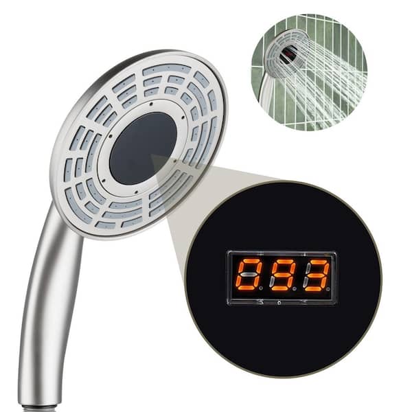 1-Spray Wall Mount Handheld Shower Head 2.5 GPM with Digital Display in Brushed Nickel