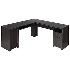 21 in. L-Shaped Brown Corner Computer Desk Writing Table