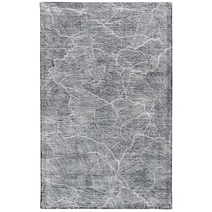 Metro Black/Ivory 5 ft. x 8 ft. Solid Color Abstract Area Rug