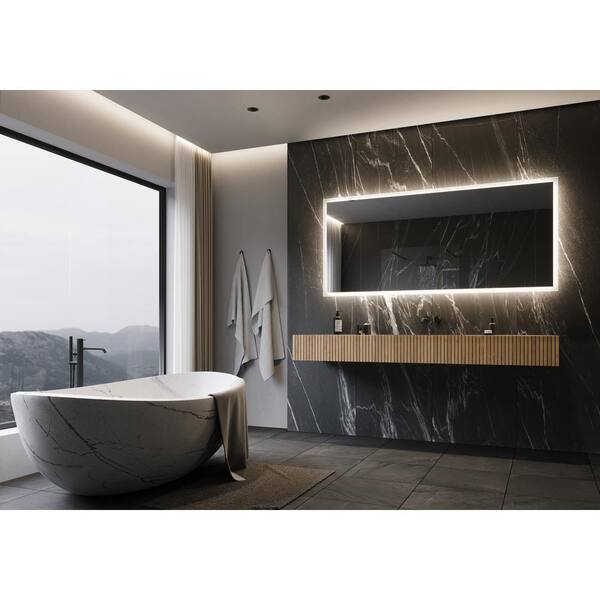 PARIS MIRROR Backlit 70 in. W x 32 in. H Rectangular Frameless Wall Mounted Bathroom Vanity Mirror 6000K LED