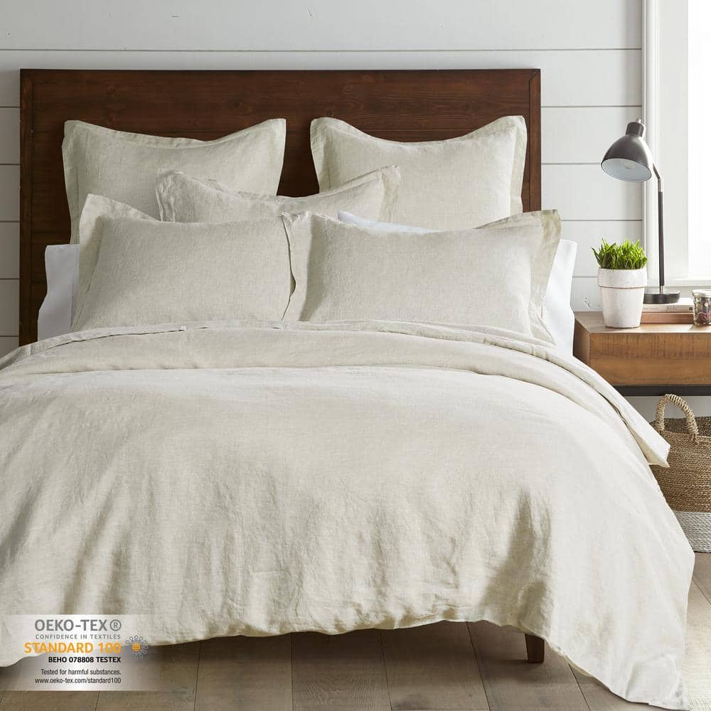 Natural Washed Linen King Sham with Flange