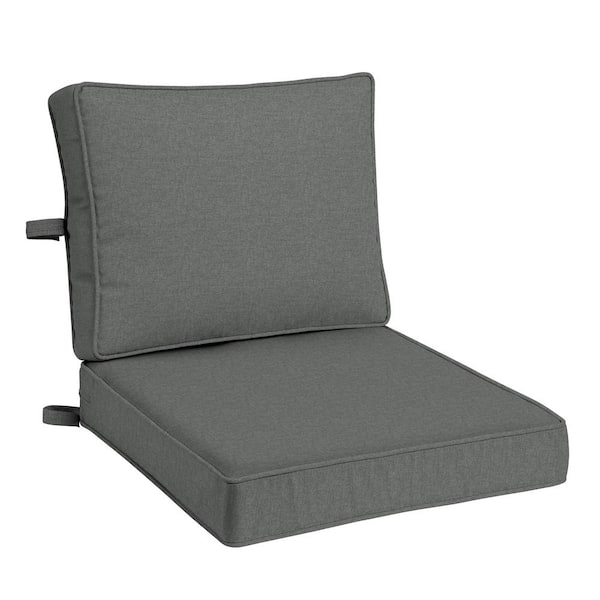 ARDEN Foam Outdoor Double Welted Deep Seat Cushion Set 24 x 24 Made with ProFoam, Heathered Charcoal Woven Solid