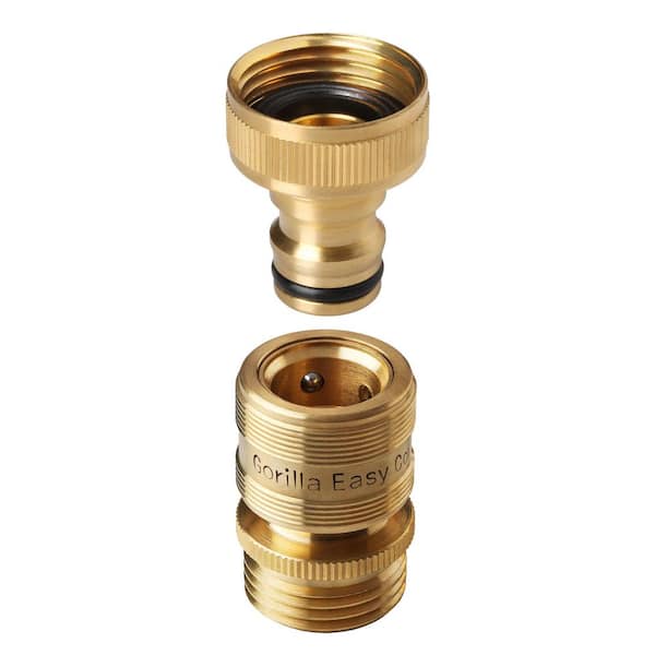 GORILLA EASY CONNECT 3/4 in. Standard GHT Locking Brass Garden Hose Quick Connect Set for Hoses, Faucets and Accessories (1-Set)
