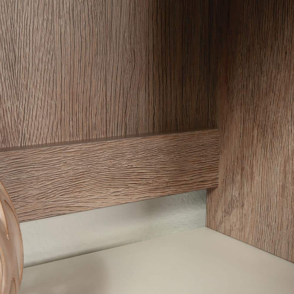 Brushed Oak China Cabinet with Safety-Tempered Glass Doors