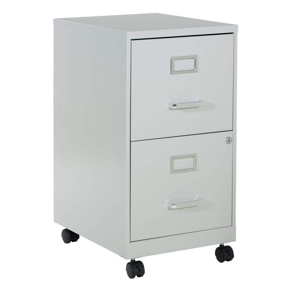 Gray Mobile Lockable 2-Drawer Metal File Cabinet