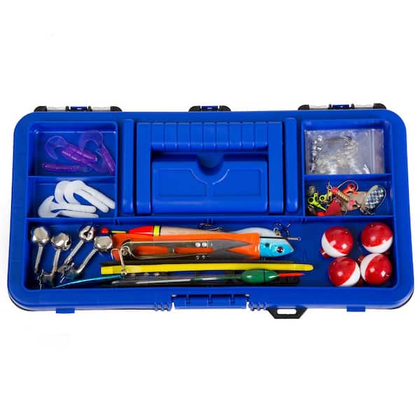 Wakeman Fishing Single Tray Tackle Box 55 Piece Tackle Kit - Bold Blue