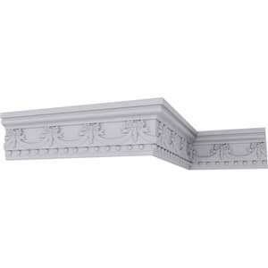SAMPLE - 2 in. x 12 in. x 6-1/4 in. Urethane Federal Swag and Bow Chair Rail Moulding