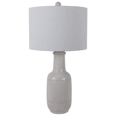 Decor Therapy 27.50 White Ceramic Table Lamp with White Shade