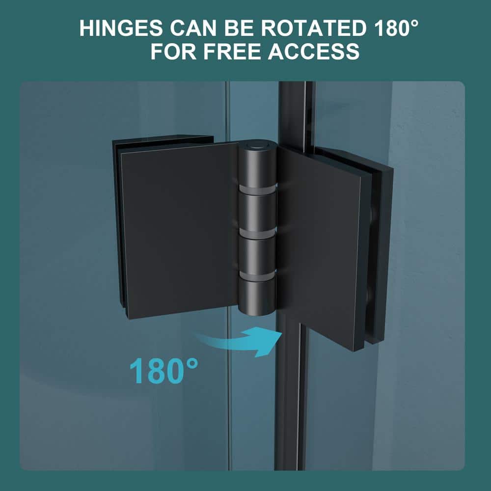 Matte Black Frameless Bi-Fold Shower Door with Clear Glass