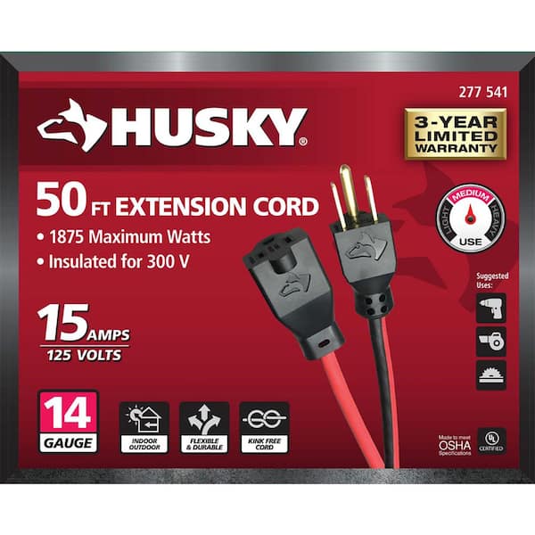 Husky 50 ft. 14/3 Medium-Duty Indoor/Outdoor Extension Cord HD#277