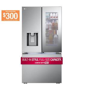 36 in. 26 cu. ft. French Door Refrigerator with Mirror InstaView and 4 Types of Ice Stainless Steel Counter Depth MAX