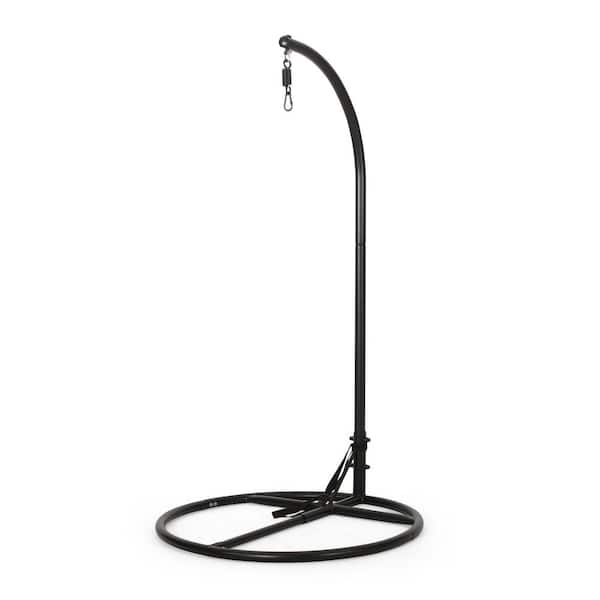 Noble House Magoffin 6.7 ft. Metal Outdoor Patio Hammock Stand for Hanging Chair in Black