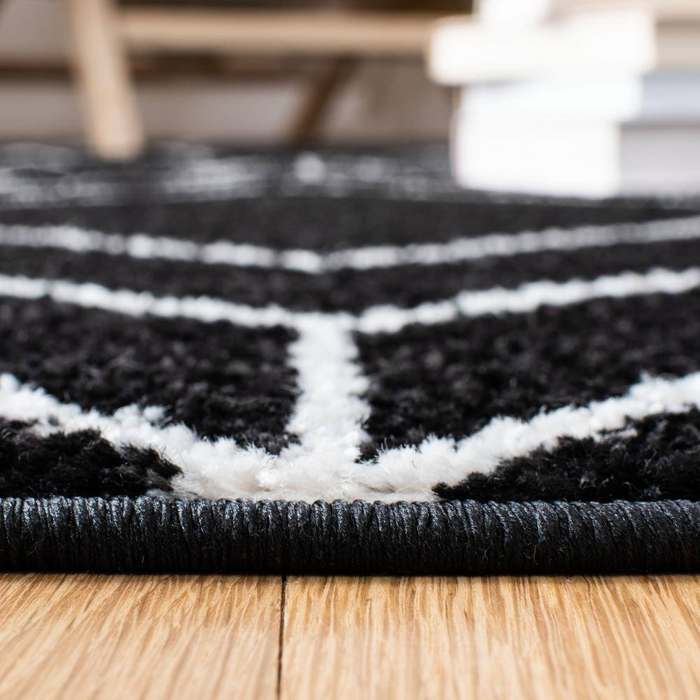 Adirondack Black and Ivory Geometric Square Area Rug
